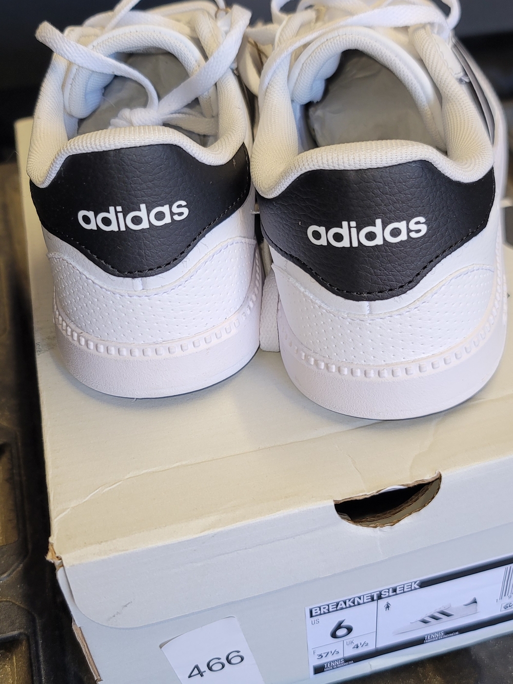 adidas Breaknet Sleek White Black Tennis Shoes - Picture 5 of 8